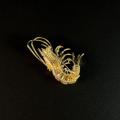 Golden Shrimp Brooch