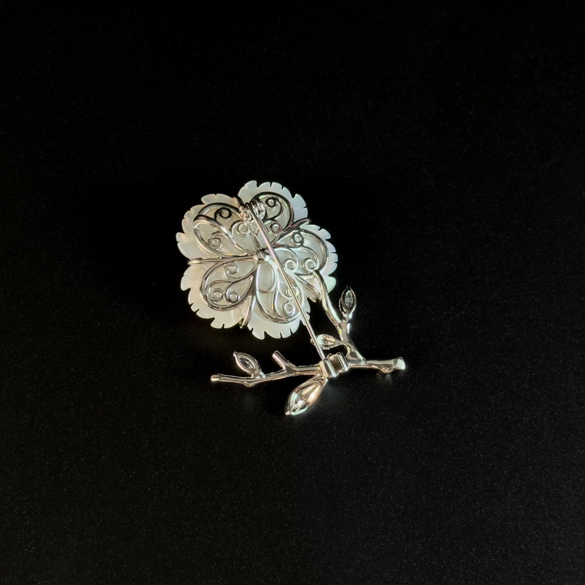 White Mother-of-Pearl Flower Brooch