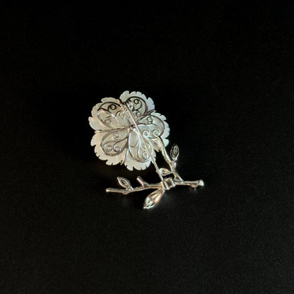 White Mother-of-Pearl Flower Brooch