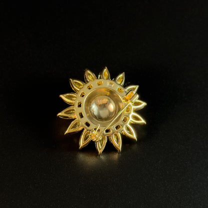 Spring-Loaded Bee and Sunflower Brooch