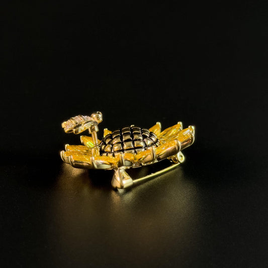 Spring-Loaded Bee and Sunflower Brooch