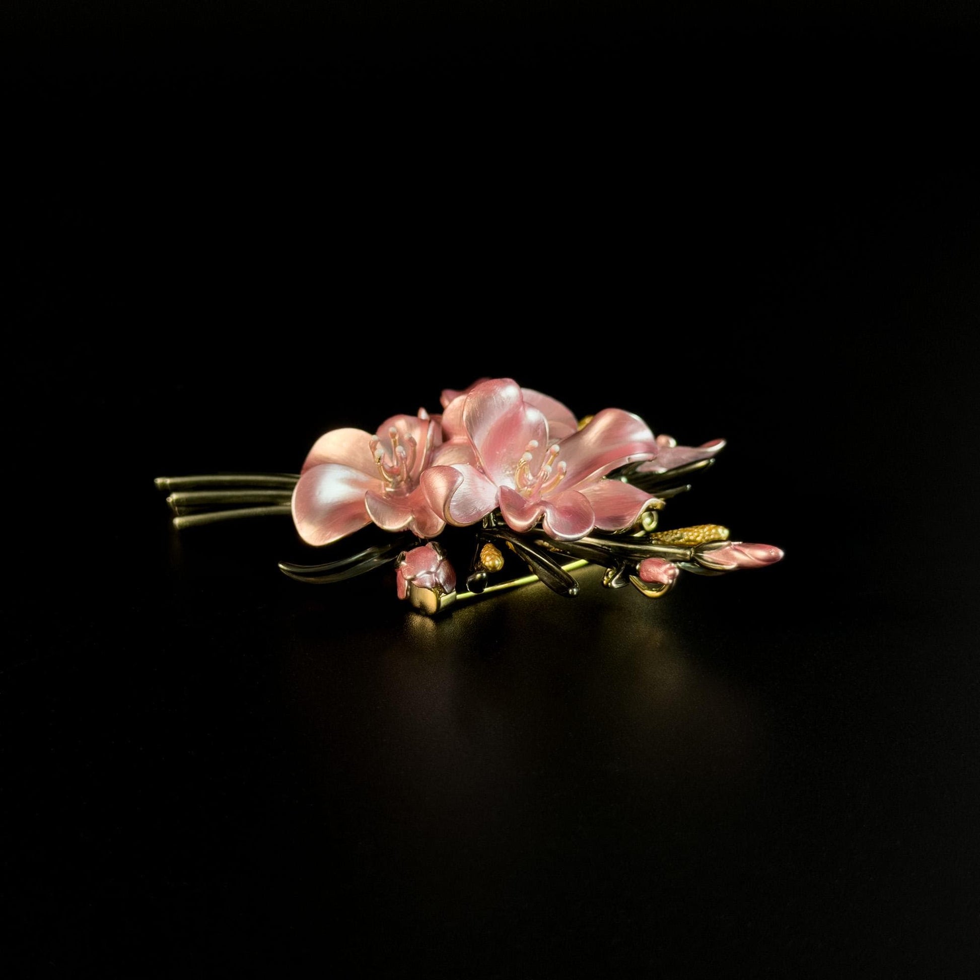 Vintage Peach Blossom Bouquet Brooch