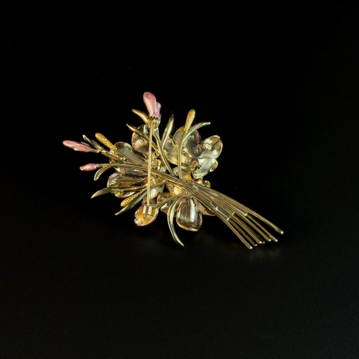 Vintage Peach Blossom Bouquet Brooch