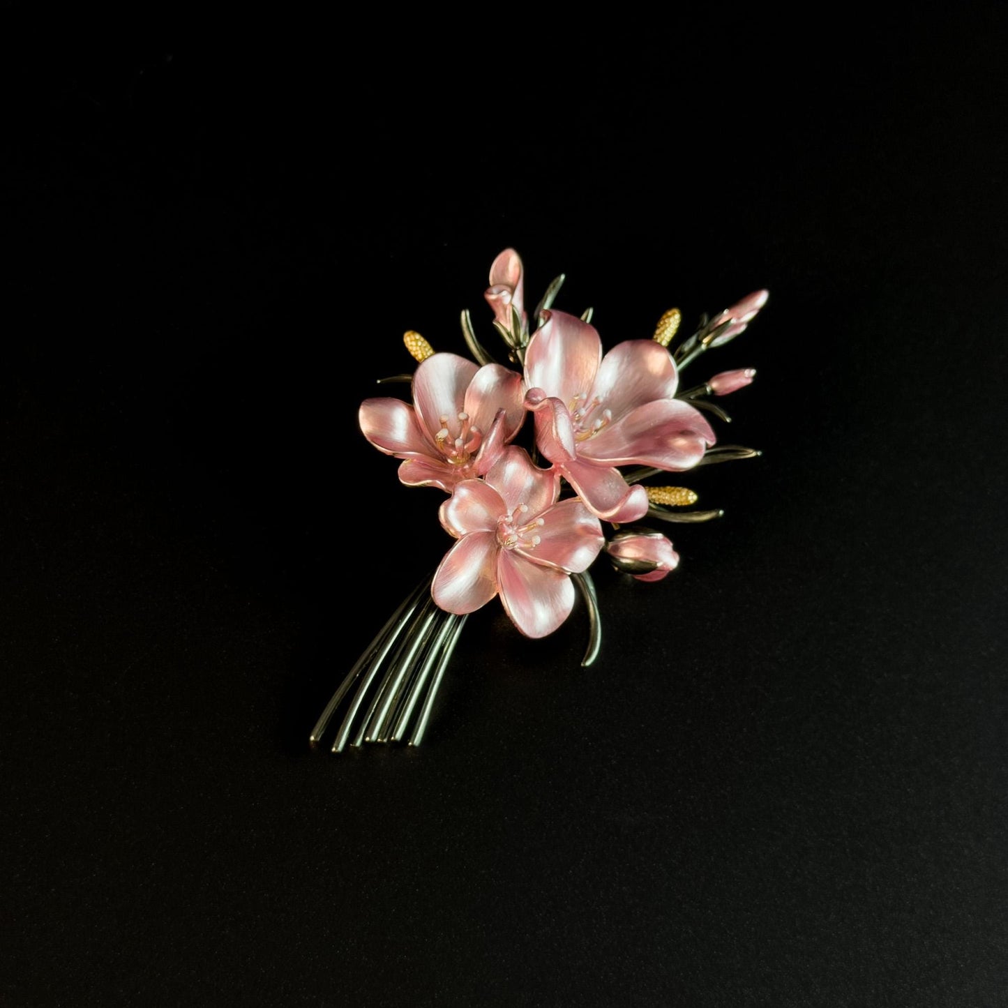 Vintage Peach Blossom Bouquet Brooch
