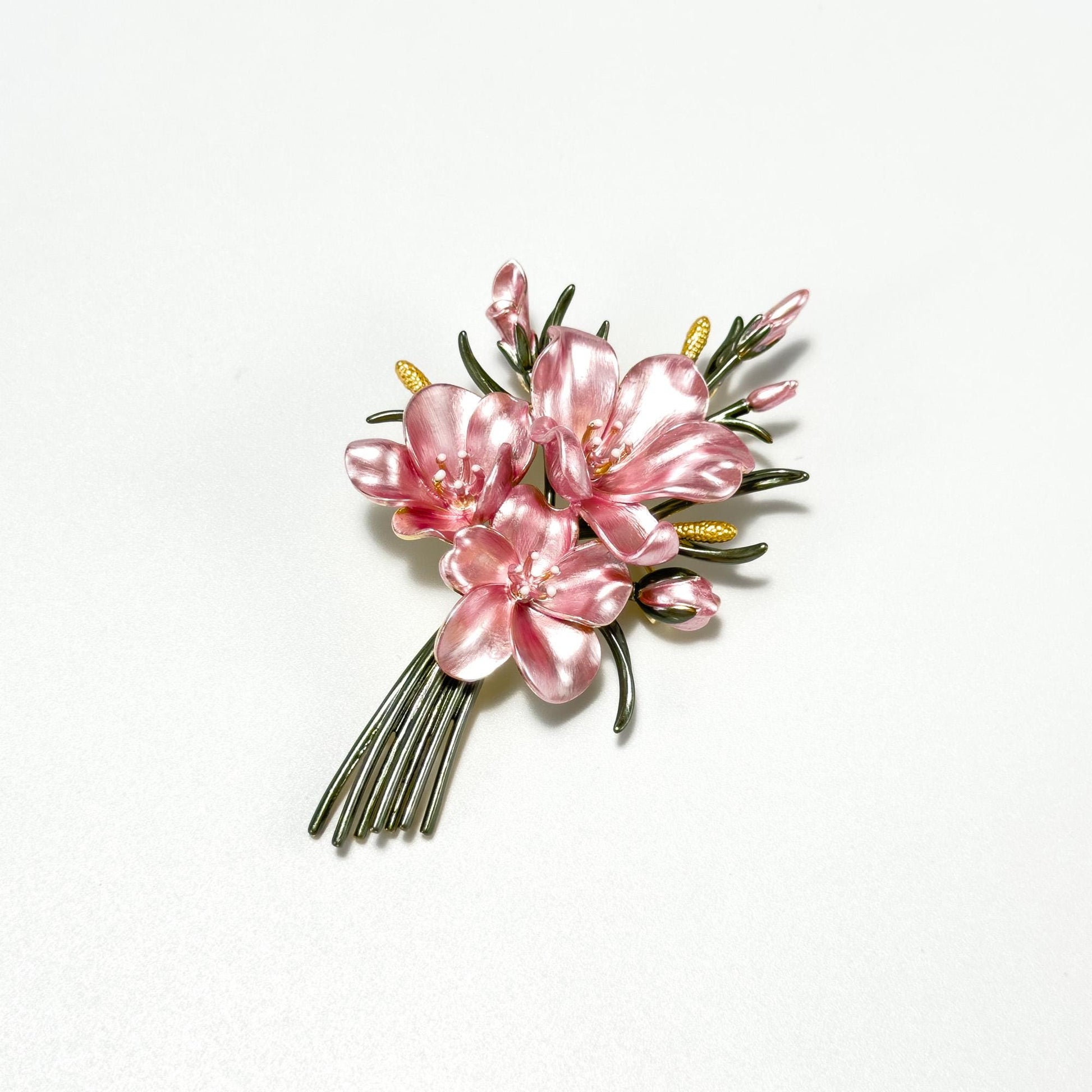 Vintage Peach Blossom Bouquet Brooch