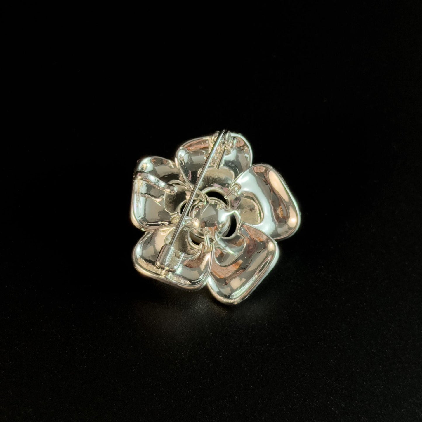 Silver Pearl Camellia Brooch