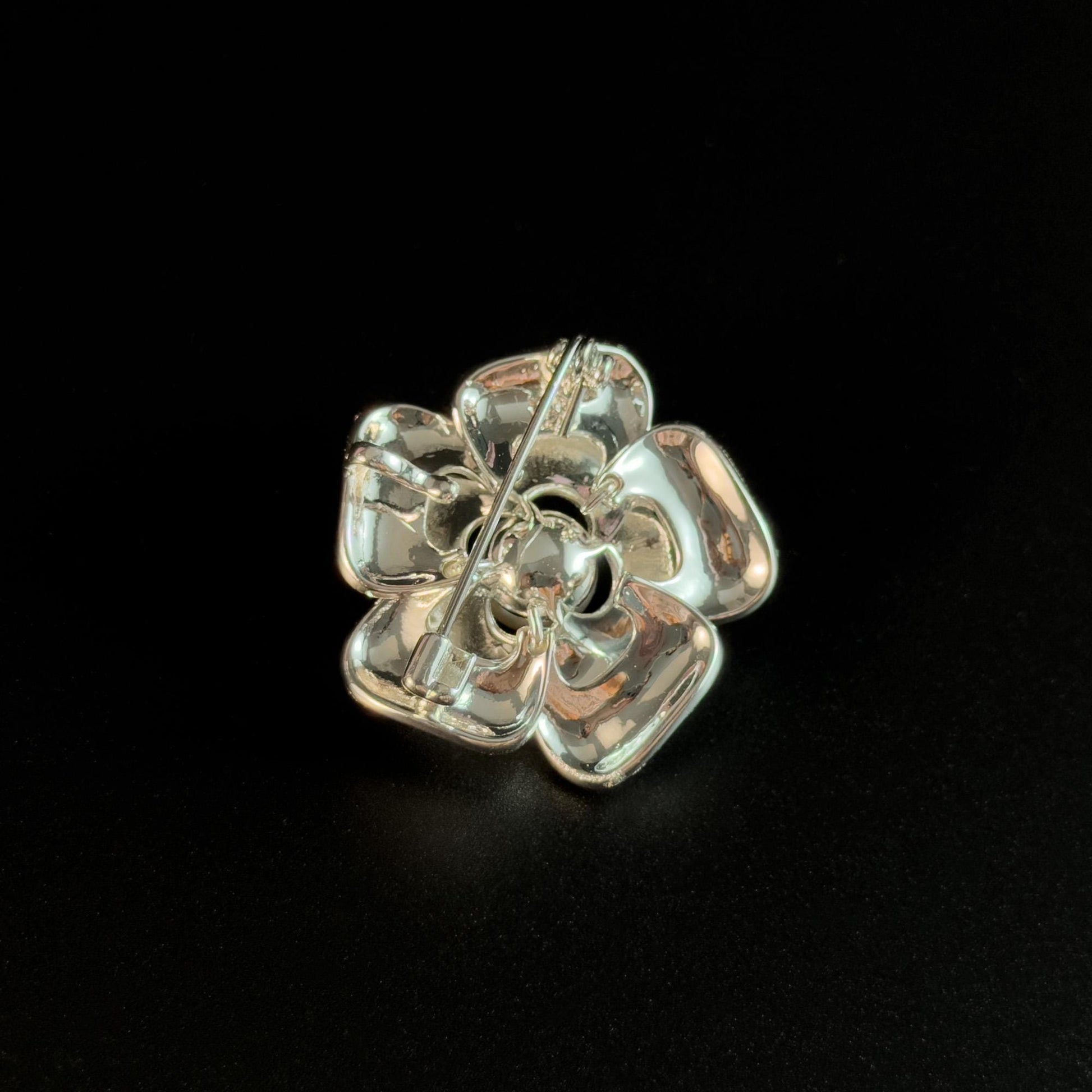 Silver Pearl Camellia Brooch