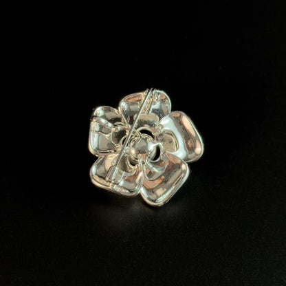 Silver Pearl Camellia Brooch
