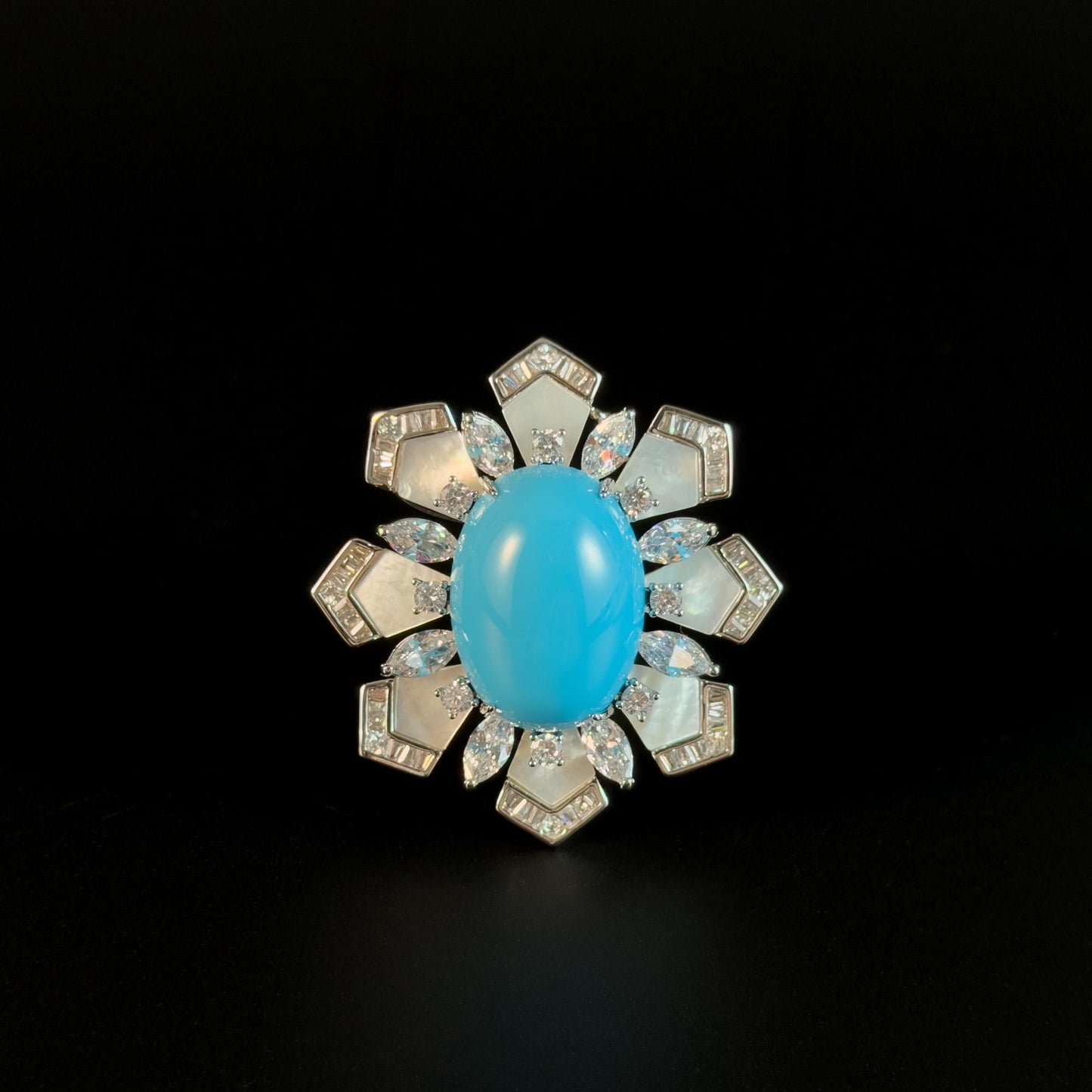 Vintage Sapphire Flower Brooch