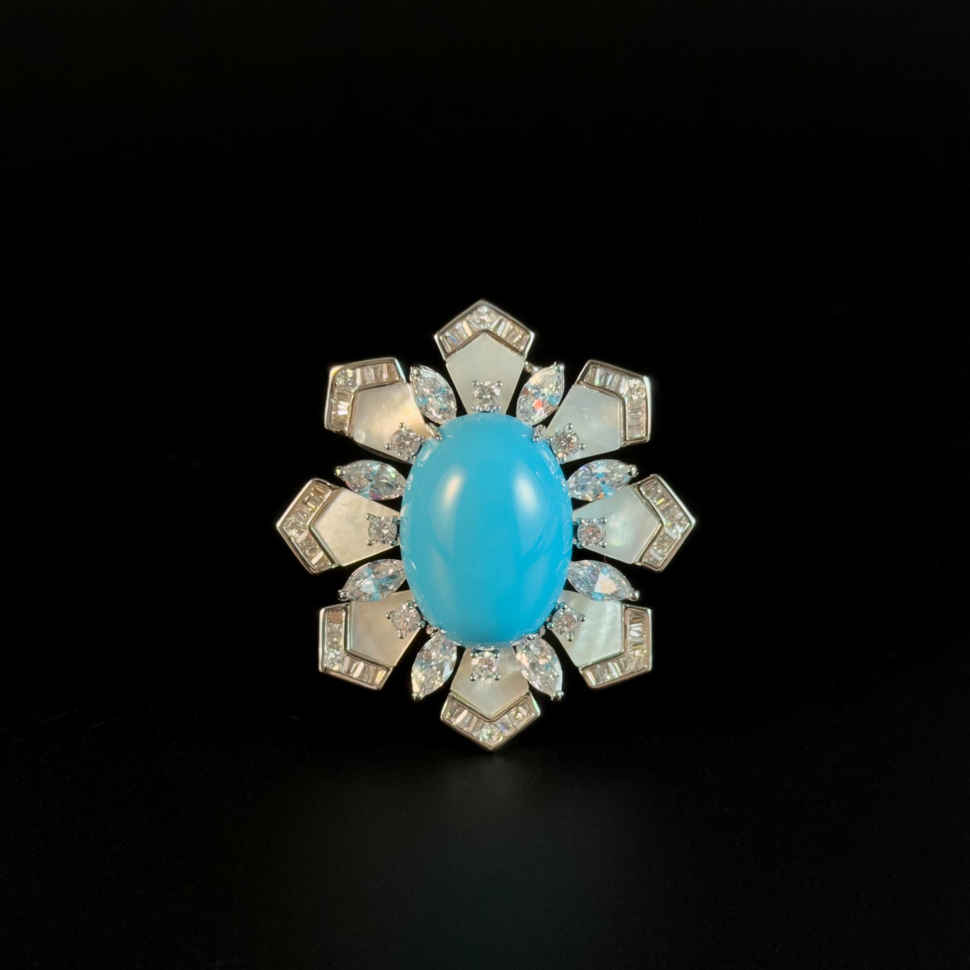 Vintage Sapphire Flower Brooch