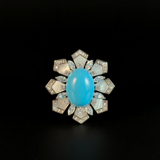 Vintage Sapphire Flower Brooch
