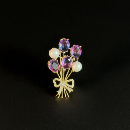 Pink Crystal Balloon Brooch