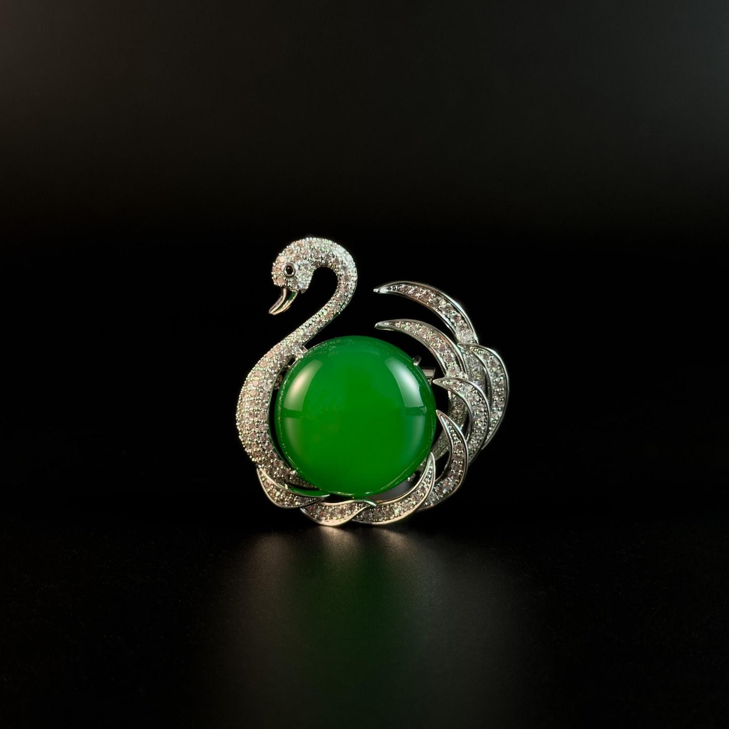 Emerald Swan Brooch