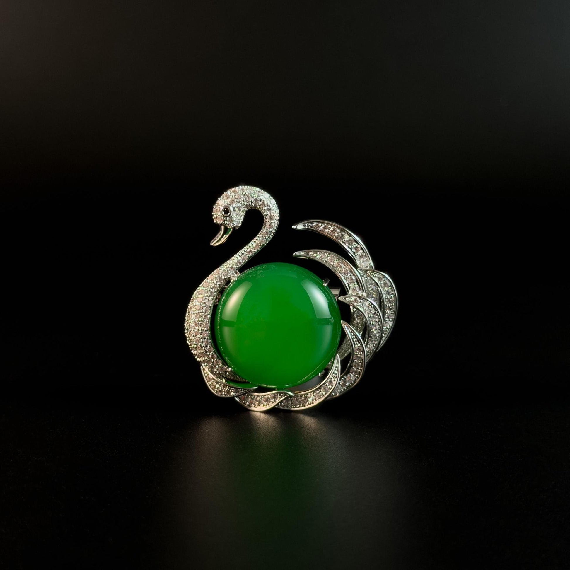 Emerald Swan Brooch