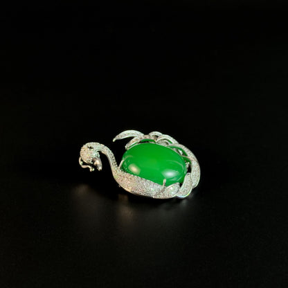 Emerald Swan Brooch