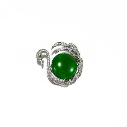 Emerald Swan Brooch