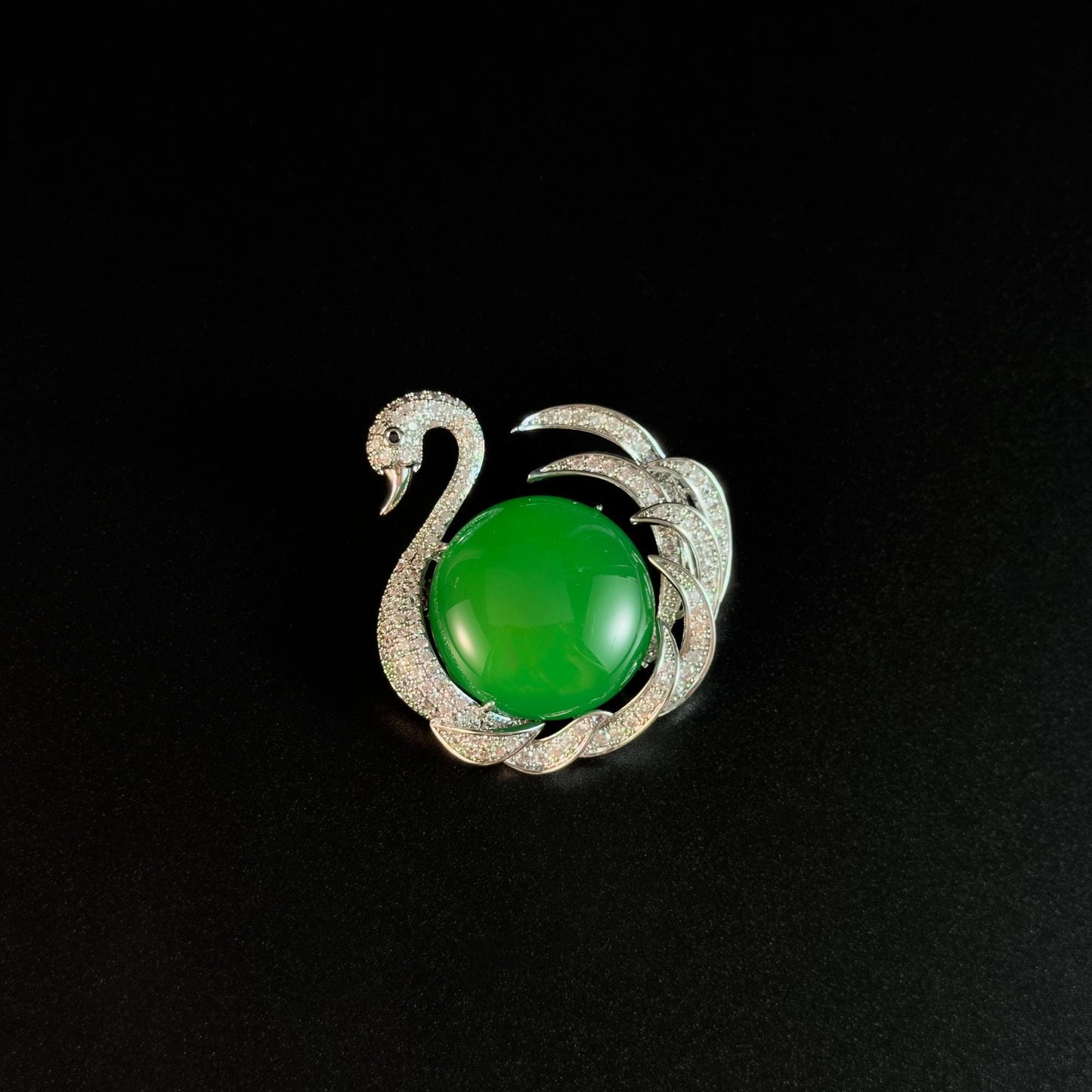 Emerald Swan Brooch