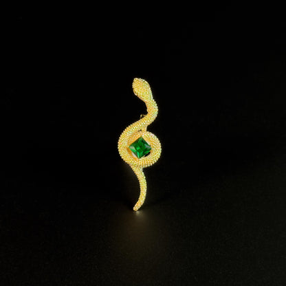 Green Zircon Gold Snake Brooch