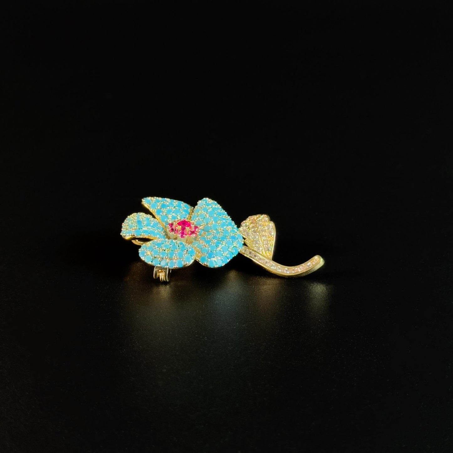 Blue Camellia Brooch