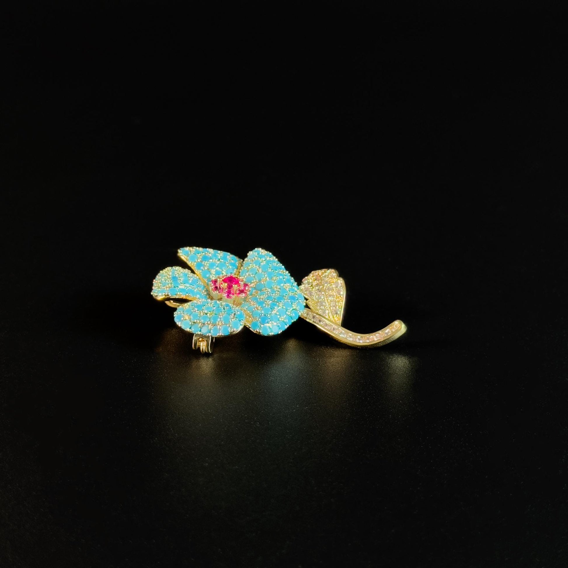 Blue Camellia Brooch