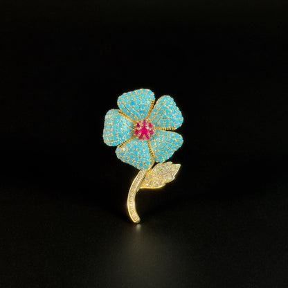 Blue Camellia Brooch