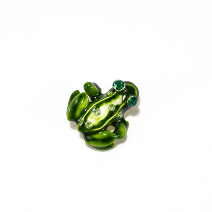 Vintage Enamel Green Frog Brooch