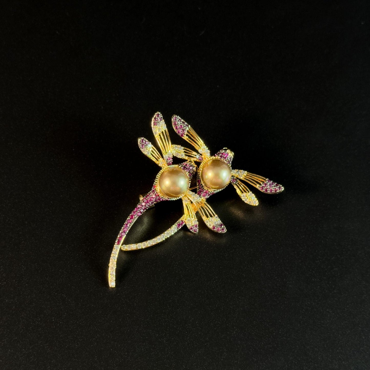 Two Pearl Dragonfly Brooches