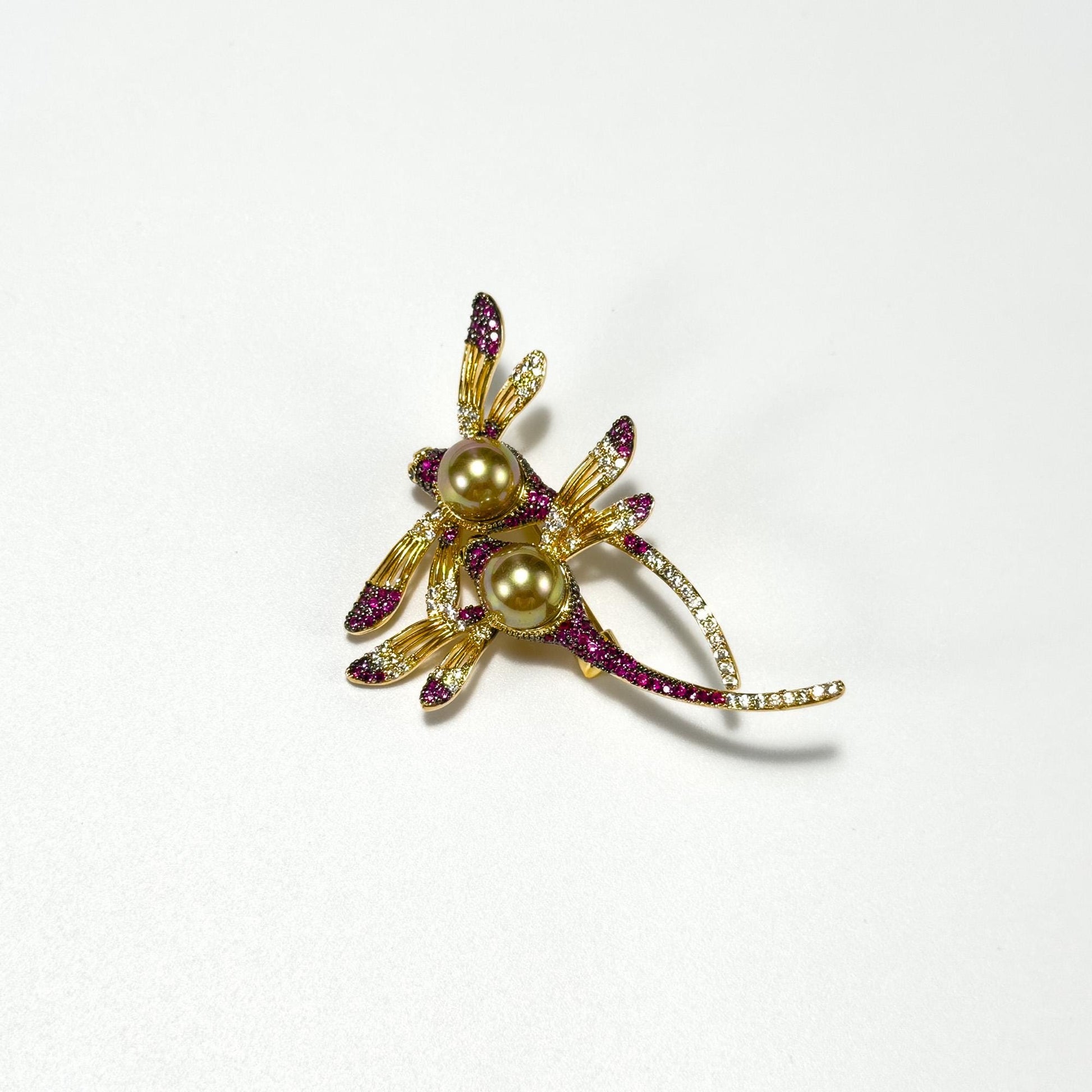 Two Pearl Dragonfly Brooches