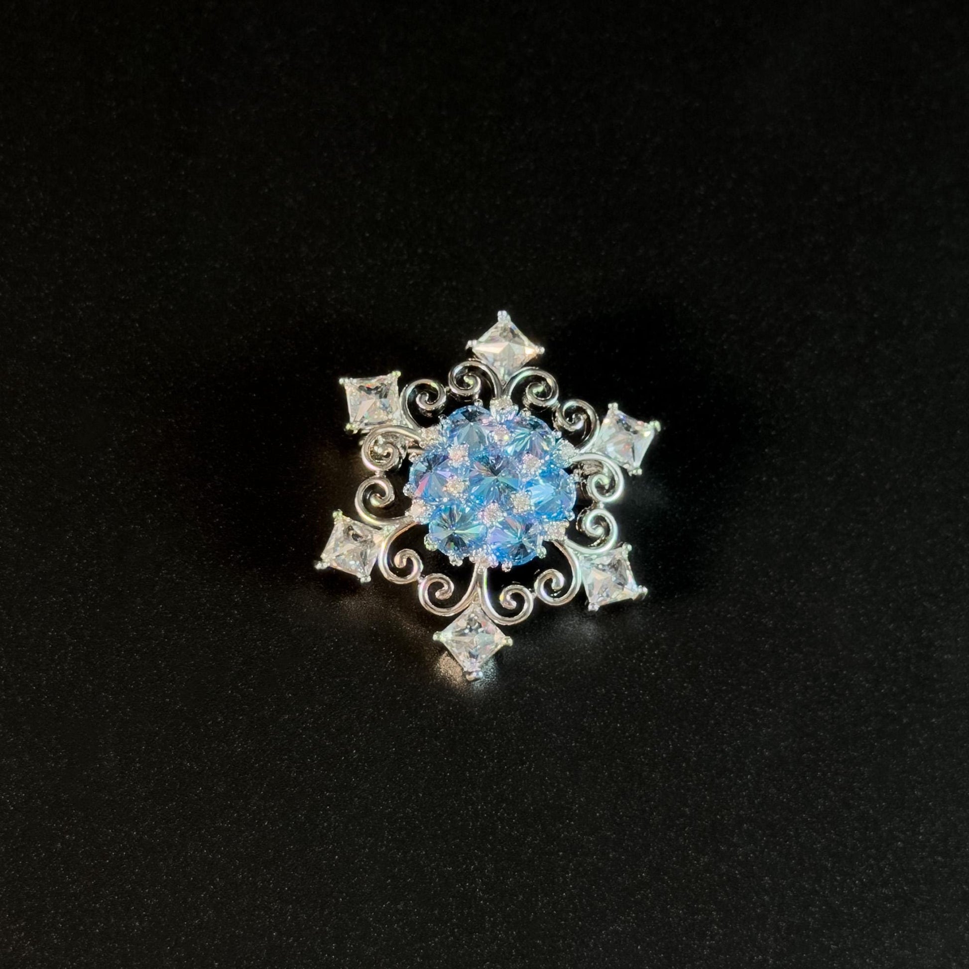 Blue Crystal Snowflake Brooch