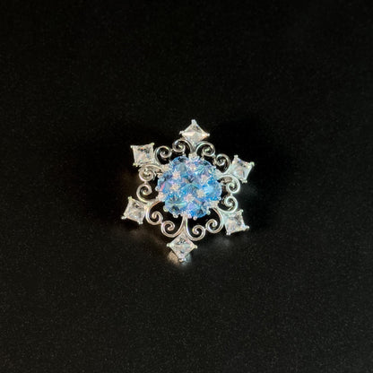 Blue Crystal Snowflake Brooch