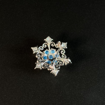 Blue Crystal Snowflake Brooch