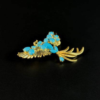 Sapphire and Gold Eagle Brooch