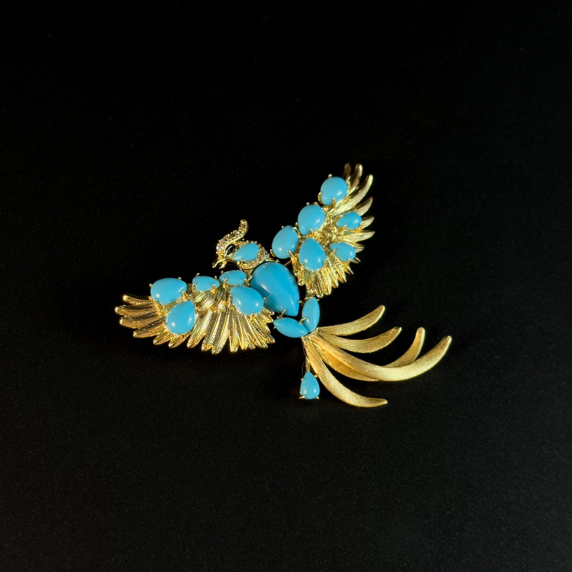 Sapphire and Gold Eagle Brooch