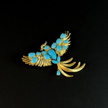 Sapphire and Gold Eagle Brooch