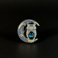 Blue Moon and Owl Brooch