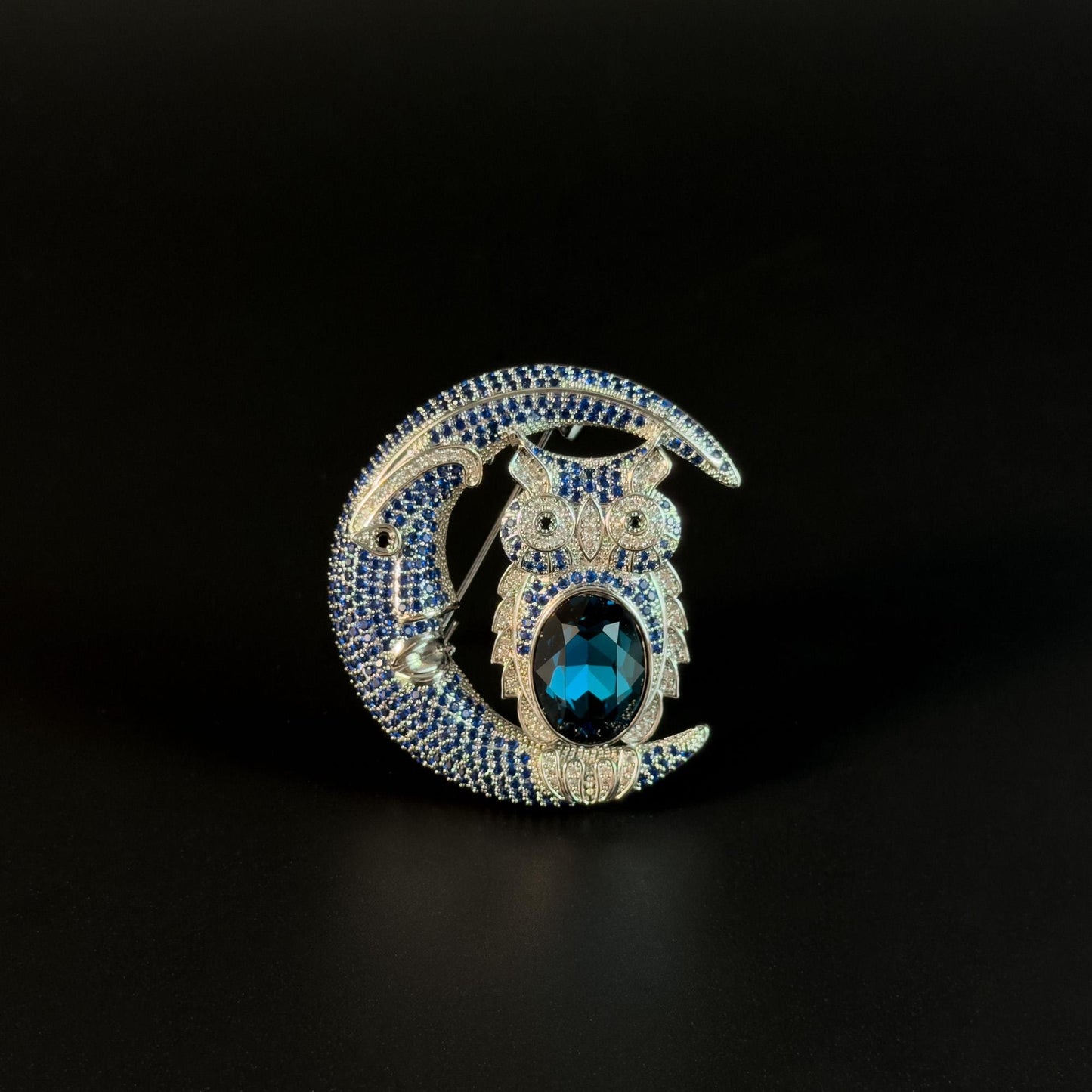 Moon and Owl Brooch