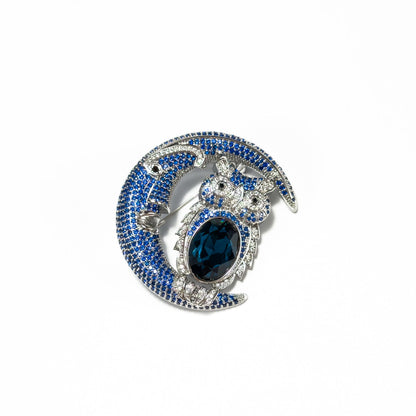 Moon and Owl Brooch