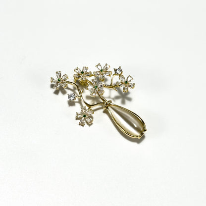 White Vase Bouquet Brooch