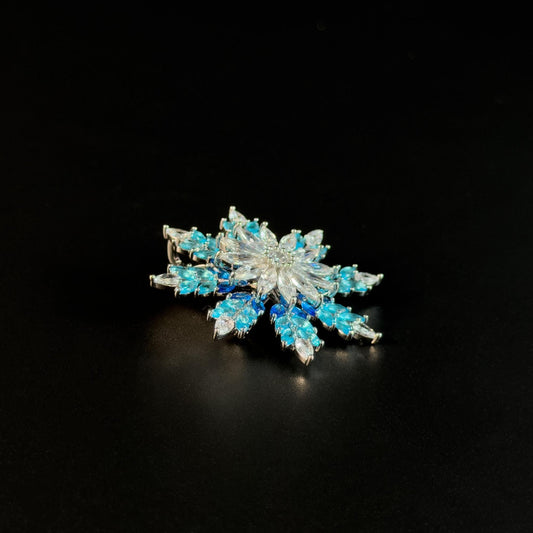 Blue Snowflake-Shaped Brooch