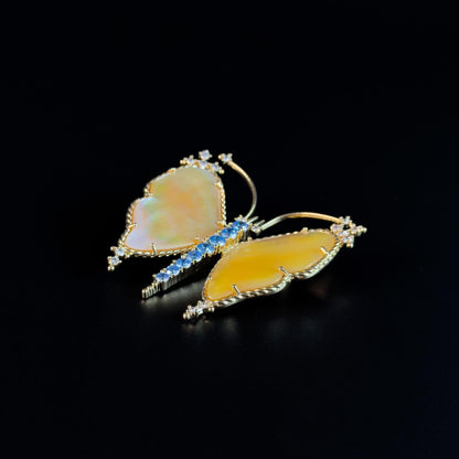 French-Style Seashell Butterfly Brooch