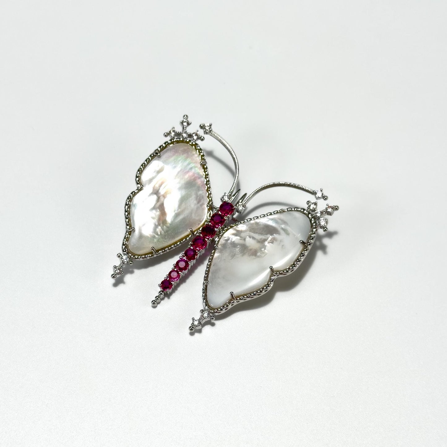 Red Seashell Butterfly Brooch