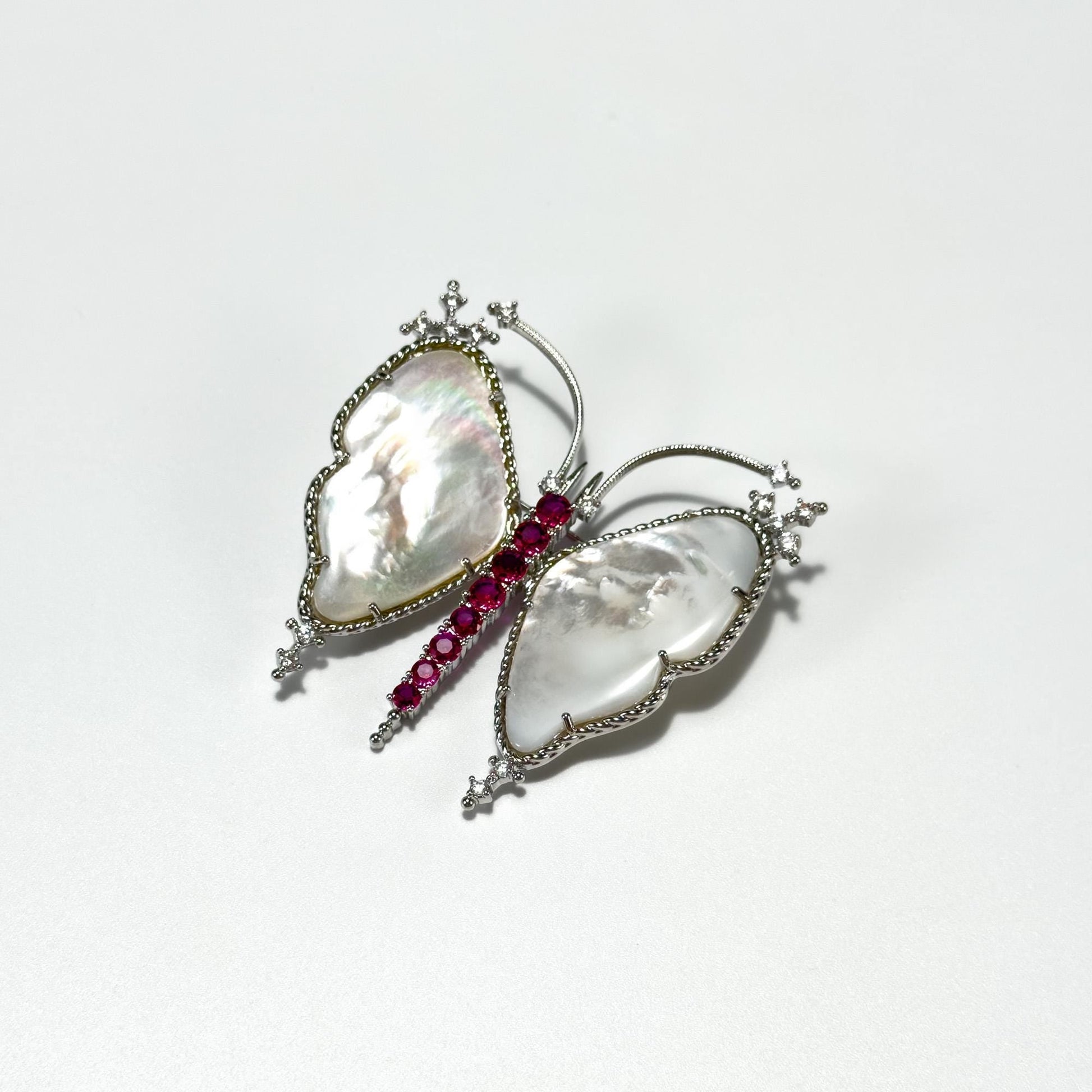 Red Seashell Butterfly Brooch