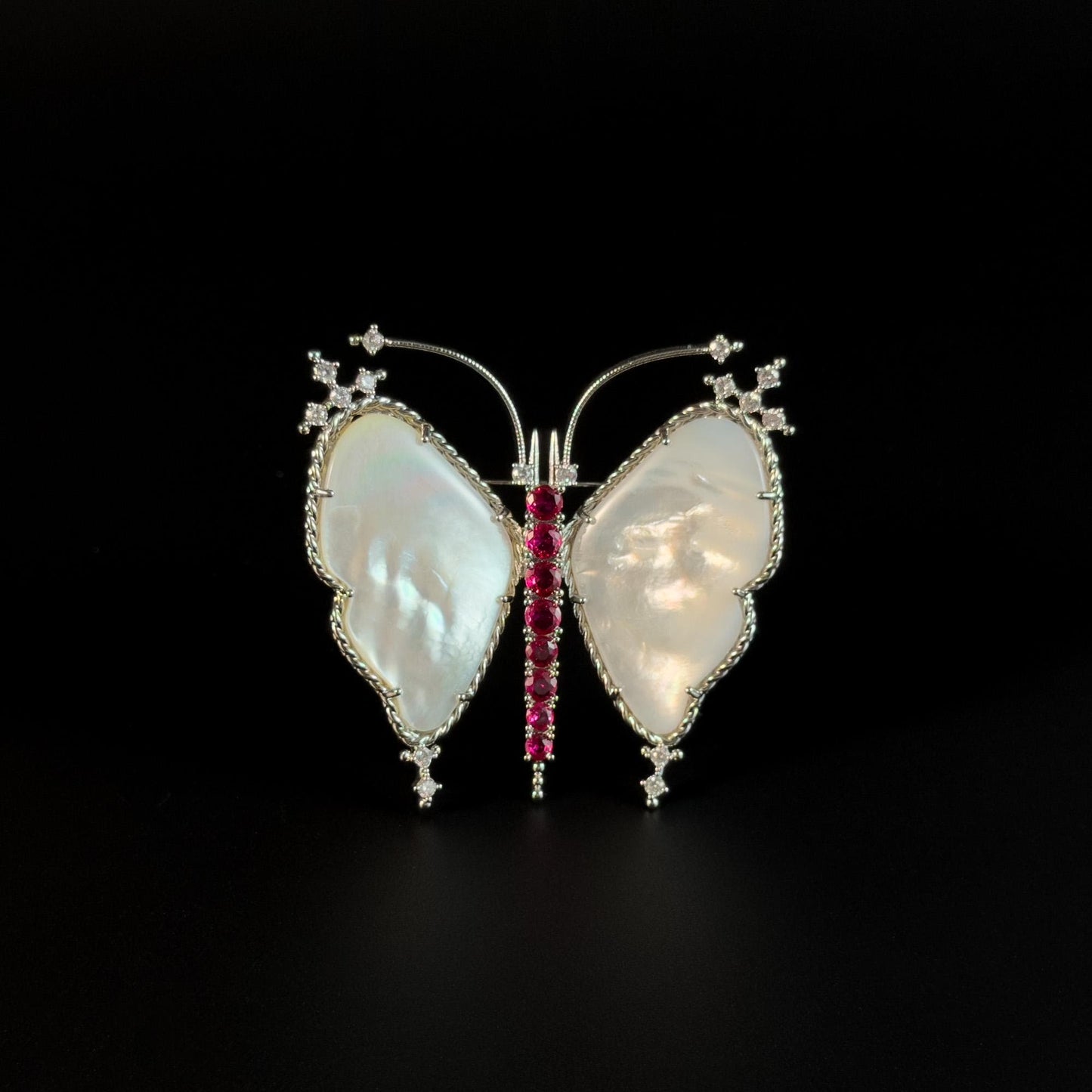 Red Seashell Butterfly Brooch