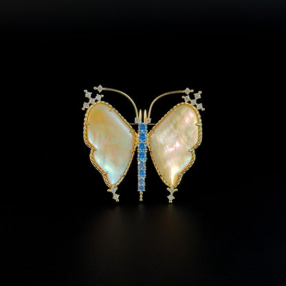 French-Style Seashell Butterfly Brooch