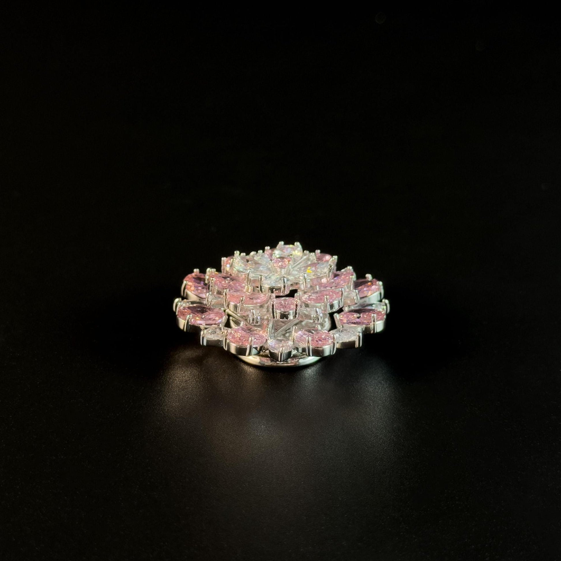 Pink Crystal Flower Magnetic Cufflinks