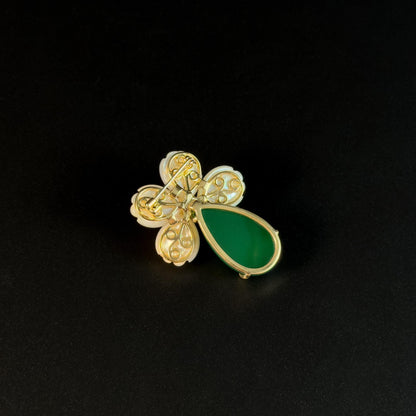 Emerald Vase with White Flowers Brooch