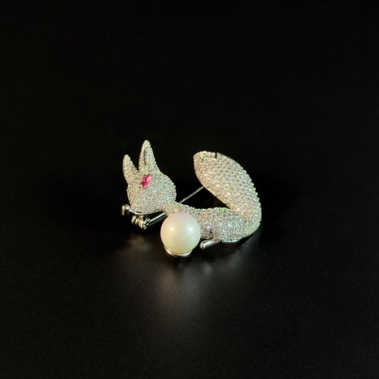 Pearl Fox Brooch