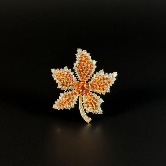 Orange Maple Leaf Brooch