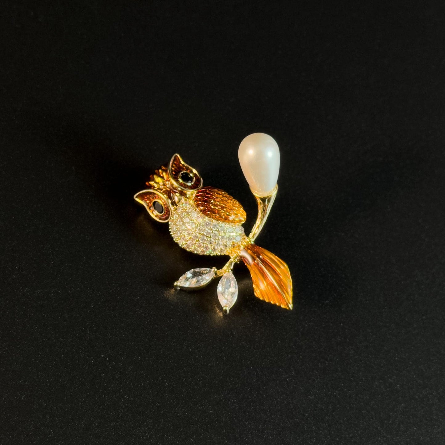 Pearl Owl Brooch