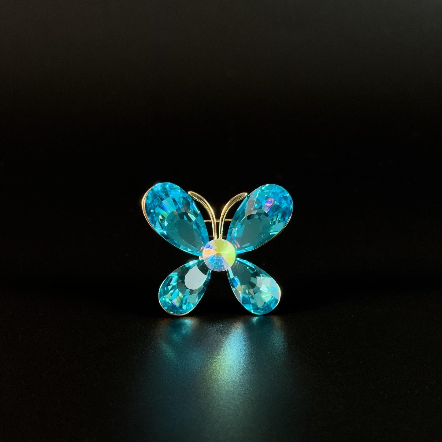 Lake Blue Crystal Butterfly Brooch